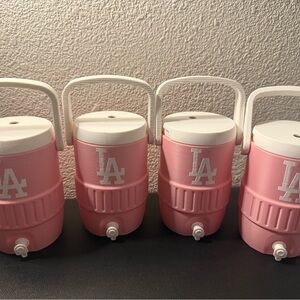 LA Dodgers  Koozie Pink Cooler Jug with White LA Logo and Lid